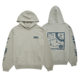 Clevr green/gray hoodie with blue graphics on it